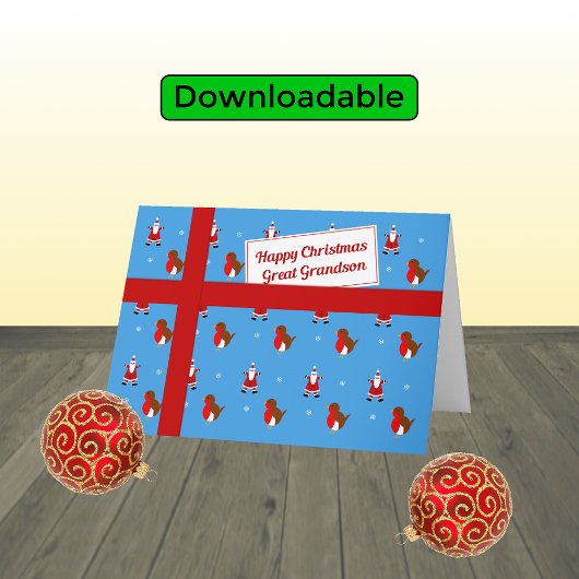 孫素晴らしクリスマス小包ブルー シーズンカード
