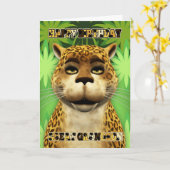 孫素晴らしヒョウ誕生日カード カード (黄色い花)