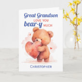 孫素晴らしヴァレンティーンズデイテディベアハート カード (黄色い花)