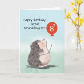 孫素晴らし娘8誕生日かわいいハリネズミ カード (黄色い花)