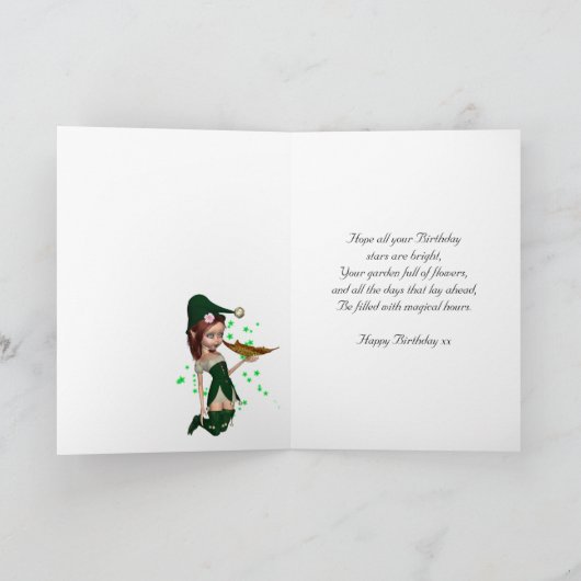 孫素晴らし娘、誕生日カード – ファンタジーかわいい カード (内部)