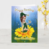 孫素晴らし娘、誕生日カード – ファンタジーかわいい カード (黄色い花)
