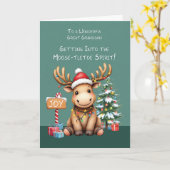 孫素晴らし愛らしいムースおもしろいクリスマス カード (黄色い花)