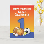 孫素晴らし男の子1歳の誕生日スポーツボール カード (黄色い花)