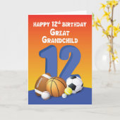 孫素晴らし男の子12誕生日スポーツボール カード (黄色い花)