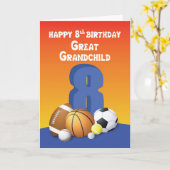 孫素晴らし男の子8誕生日スポーツボール カード (黄色い花)