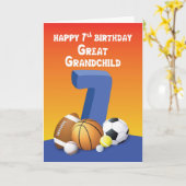 孫素晴らし男子7誕生日スポーツボール カード (黄色い花)