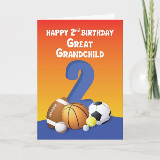 孫素晴らし男2歳の誕生日スポーツボール カード (正面)