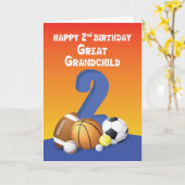 孫素晴らし男2歳の誕生日スポーツボール カード (黄色い花)