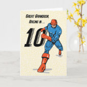 孫素晴らし第10誕生日スーパーヒーロー カード (黄色い花)