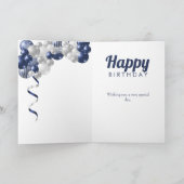 孫素晴らし第16誕生日ネイビーバルーン カード (内部)