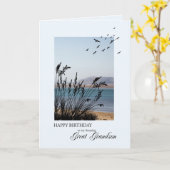 孫素晴らし誕生日シーサイドシーン カード (黄色い花)