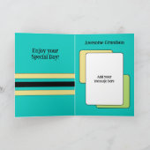 孫素晴らし追加フォトターコイズ誕生日 カード (内部)