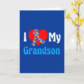 孫自閉症の祖父母ブルーリボンが大好き カード (黄色い花)