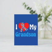 孫自閉症の祖父母ブルーリボンが大好き ポストカード (スタンド正面)