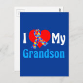 孫自閉症の祖父母ブルーリボンが大好き ポストカード (正面/裏面)