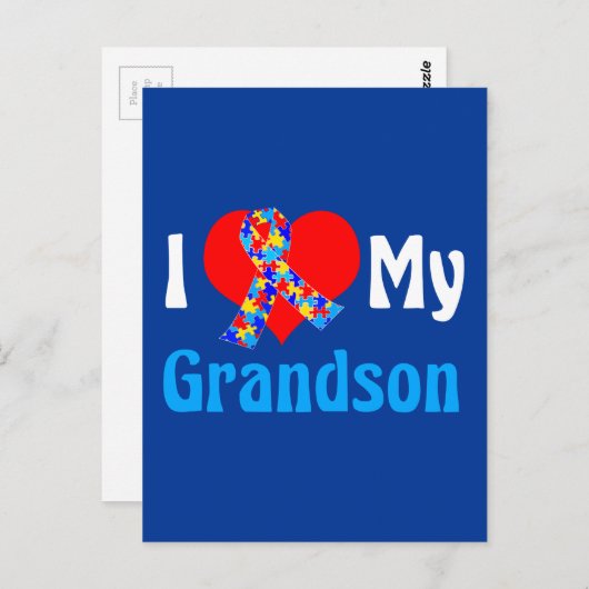 孫自閉症の祖父母ブルーリボンが大好き ポストカード (正面/裏面)