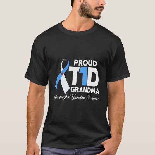 孫誇りを持った糖尿病のT1Dおばあちゃん認識度G Tシャツ (正面)