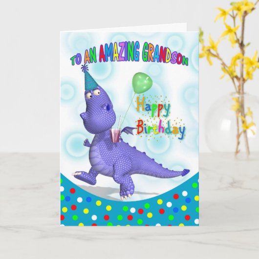 孫誕生日と紫ドラゴン カード (黄色い花)