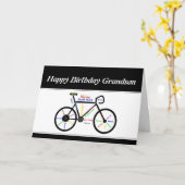 孫誕生日やる気を起こさせる自転車 カード (黄色い花)