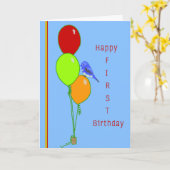 孫誕生日用素晴らし第1風船カード カード (黄色い花)