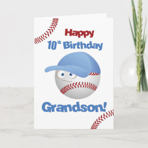 孫10誕生日おもしろい野球顔 カード