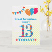 孫13素晴らし誕生日バンティングバルーンカード カード (黄色い花)