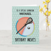 孫14誕生日ラクロススポーツパーソナライズ カード (黄色い花)