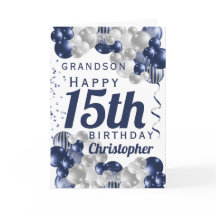 孫15誕生日ネイビーバルーン