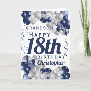 孫18誕生日ネイビーバルーン カード