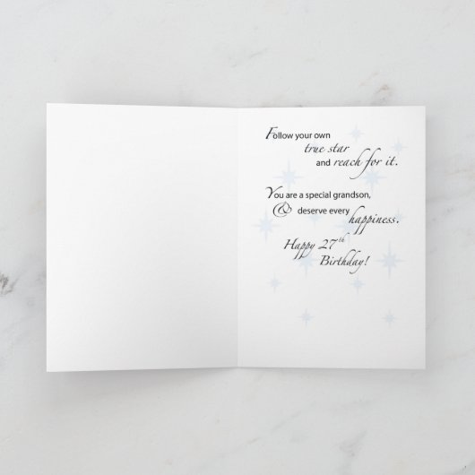 孫27位誕生日スター感動的ブラック カード (内部)