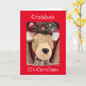 **孫**トナカイのメリークリスマス カード (黄色い花)