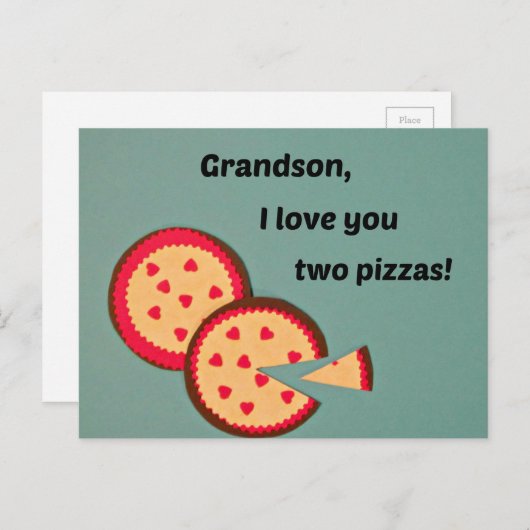 孫-ピザユーモアのためのバレンタイン シーズンポストカード (正面/裏面)