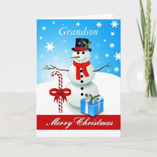 孫/メリークリスマス – 雪だるま シーズンカード (正面)