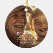 孫 | 感傷的な写真記念クリスマス セラミックオーナメント (正面)