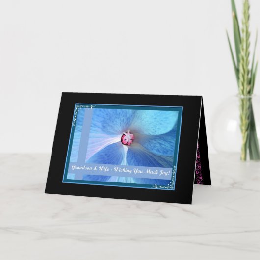 孫 & 新しい妻 - 結婚おめでとうございます カード (正面)