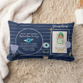 孫POSALバプテスマPHOTOネイビーブルーフラワーズ ランバークッション (ブランケット)