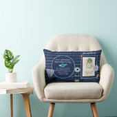 孫POSALバプテスマPHOTOネイビーブルーフラワーズ ランバークッション (椅子)