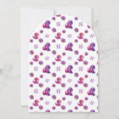 孵化すぐにベビー恐竜の紫色の赤ちゃんシャワー 招待状 (裏面)