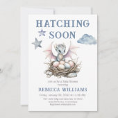 孵化すぐに可愛い小さなドラゴン赤ちゃんシャワー 招待状 (正面)