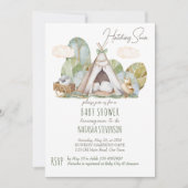 孵化すぐに小さな鳥のタップbohoテントベビー 招待状 (正面)