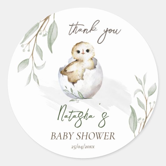 孵化すぐに小さな鳥の春赤ちゃんシャワーの好意 ラウンドシール (正面)