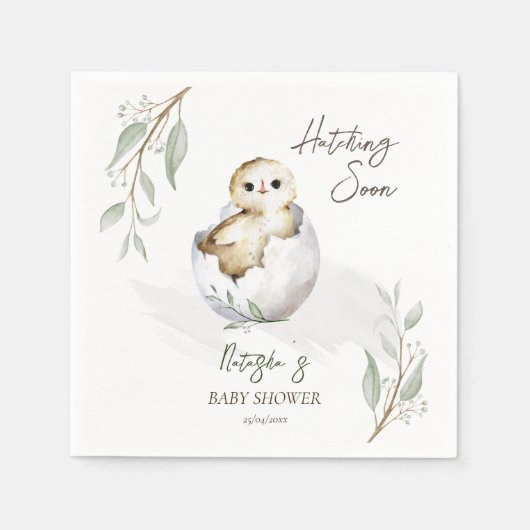 孵化すぐに小さな鳥の春赤ちゃんシャワー スタンダードカクテルナプキン (正面)