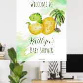 孵化すぐに水色の緑のベビー恐竜 ポスター (ホームオフィス)