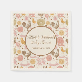 孵化すぐに鶏の女の子の赤ちゃんシャワー スタンダードカクテルナプキン