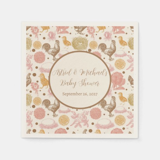 孵化すぐに鶏の女の子の赤ちゃんシャワー スタンダードカクテルナプキン (正面)