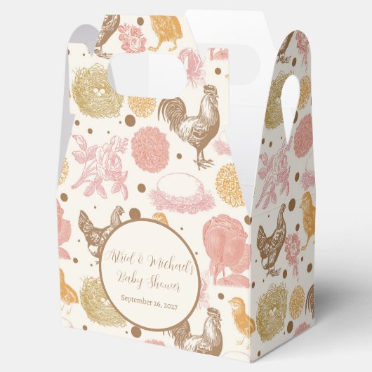 孵化すぐに鶏の女の子の赤ちゃんシャワー フェイバーボックス (オープン)
