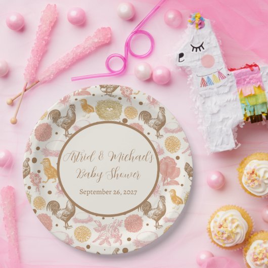 孵化すぐに鶏の女の子の赤ちゃんシャワー ペーパープレート (パーティー)