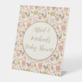 孵化すぐに鶏の女の子の赤ちゃんシャワー 台座サイン