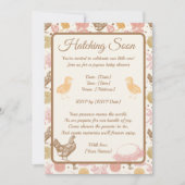 孵化すぐに鶏の女の子の赤ちゃんシャワー 招待状 (正面)